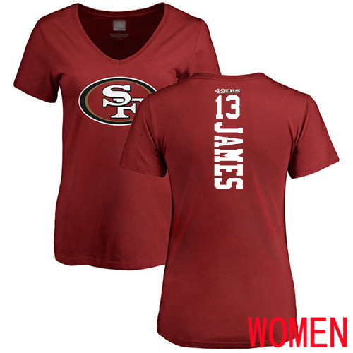 San Francisco 49ers Red Women Richie James Backer #13 NFL T Shirt